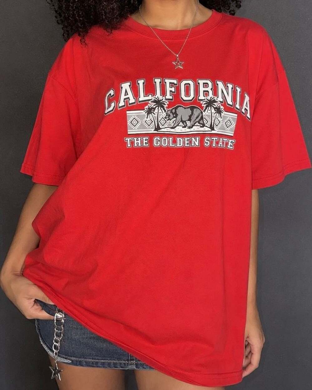 Hanes California The Golden State Graphic T-Shirt Red